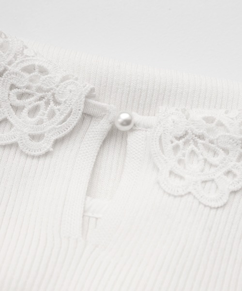 ROPE' PICNIC（ロペピクニック）の「レースカラーニット（ニット/セーター・レディース・ライトグレー/オフホワイト/ネイビー・S/M）」の18枚目の写真