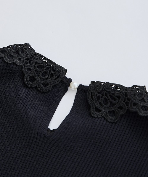 ROPE' PICNIC（ロペピクニック）の「レースカラーニット（ニット/セーター・レディース・ライトグレー/オフホワイト/ネイビー・S/M）」の21枚目の写真