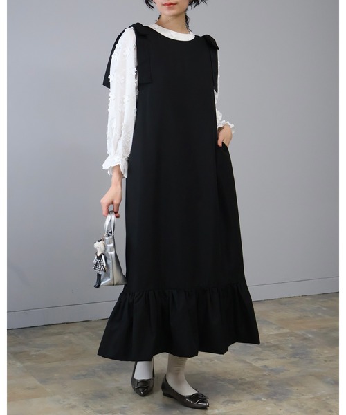 ショルダー リボン デザイン ワンピース（ワンピース）｜Doumoi