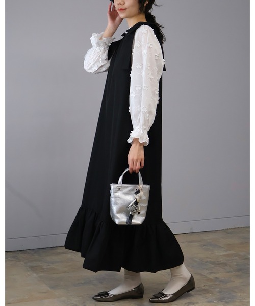 ショルダー リボン デザイン ワンピース（ワンピース）｜Doumoi