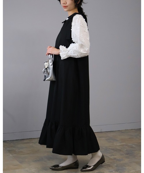 ショルダー リボン デザイン ワンピース（ワンピース）｜Doumoi