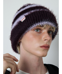 MEENDERI（ミーンデリ）の「[UNISEX] MIXED STRIPE KNIT BEANIE - LAVENDER PLUM（ニットキャップ/ビーニー）」