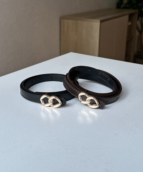 Thevon（ゼボン）の「ミニダブルリングバックルベルト（ベルト・レディース・ブラウン/ブラック・FREE）」の12枚目の写真