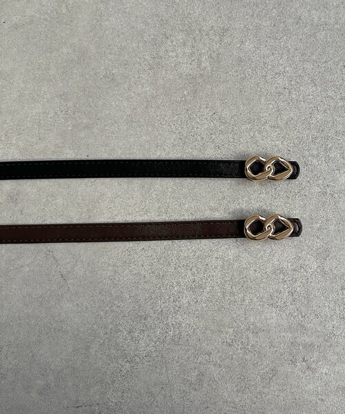 Thevon（ゼボン）の「ミニダブルリングバックルベルト（ベルト・レディース・ブラウン/ブラック・FREE）」の14枚目の写真
