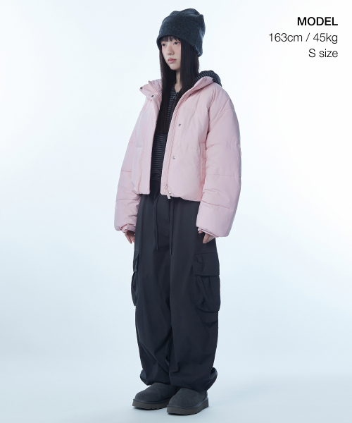 MUSINSA STANDARD WOMAN（ムシンサスタンダードウーマン）の「ウィメンズデイリープファーショートパディングジャケット[ライトピンク]（ダウンジャケット/コート・レディース・その他・SMALL/X-SMALL/LARGE/MEDIUM）」の10枚目の写真