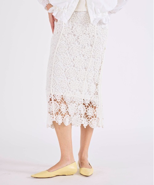 Marilyn Moon（マリリンムーン）の「crochet knit skirt（スカート・レディース・スミクロ/ホワイト・FREE）」の5枚目の写真