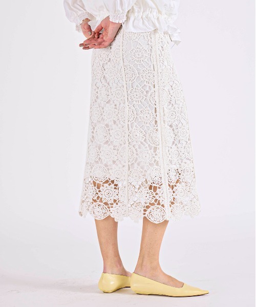 Marilyn Moon（マリリンムーン）の「crochet knit skirt（スカート・レディース・スミクロ/ホワイト・FREE）」の6枚目の写真
