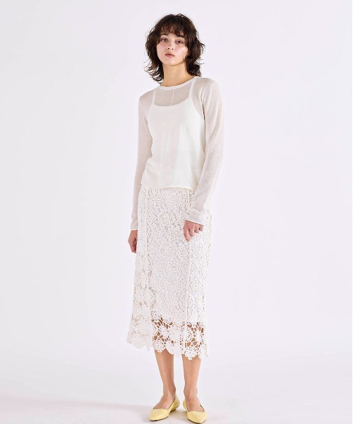 Marilyn Moon（マリリンムーン）の「crochet knit skirt（スカート・レディース・スミクロ/ホワイト・FREE）」の7枚目の写真