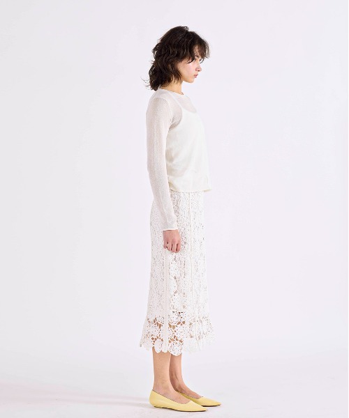 Marilyn Moon（マリリンムーン）の「crochet knit skirt（スカート・レディース・スミクロ/ホワイト・FREE）」の10枚目の写真