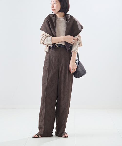 journal standard L'essage（ジャーナルスタンダードレサージュ）の「IPEKERフラワー/ペイズリージャガード スカーフ付きパンツ（その他パンツ・レディース・ブラウン系その他/アイボリー・38/36）」の5枚目の写真