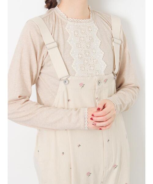 Samansa Mos2（サマンサ モスモス）の「パーツレース貼りカットソー（Tシャツ/カットソー・レディース・ベージュ/ブラック/オフホワイト・F）」の3枚目の写真