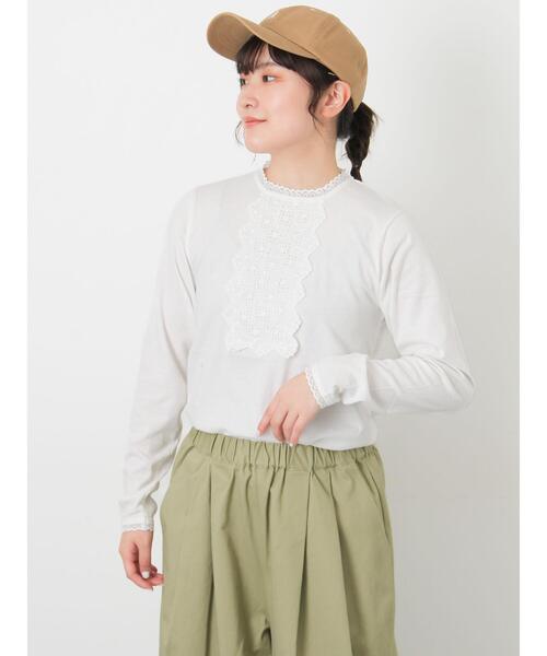 Samansa Mos2（サマンサ モスモス）の「パーツレース貼りカットソー（Tシャツ/カットソー・レディース・ベージュ/ブラック/オフホワイト・F）」の4枚目の写真