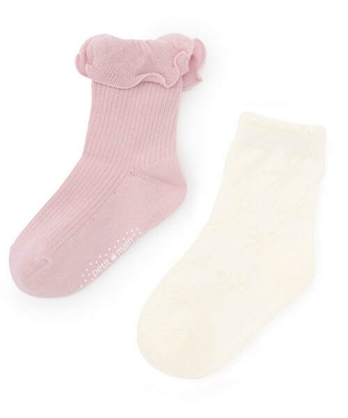 petit main(プティマイン)の「フリルクルーソックス2P(ソックス/靴下・キッズ・アイボリー/ラベンダー/ライトピンク・M(16-18cm)/S(13-15cm)/11-13cm/L(18-20cm))」の3枚目の写真