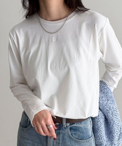 fredy emue（フレディエミュ）の「センターFR刺繍ロンTシャツ（Tシャツ/カットソー・レディース・ライトグレー/チャコールグレー/オフホワイト/クリーム・38）」の18枚目の写真