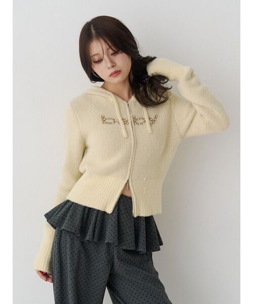 jouetie（ジュエティ）の「スカートドッキングカットパンツ【セットアップ対応】（スウェットパンツ・レディース・グレー/オフホワイト/ネイビー・MEDIUM）」の7枚目の写真