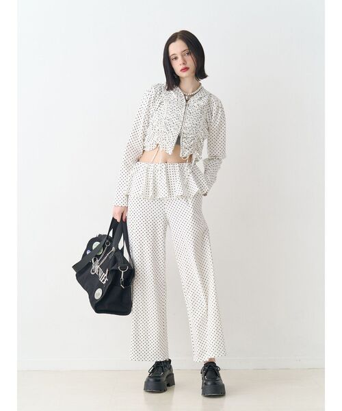 jouetie（ジュエティ）の「スカートドッキングカットパンツ【セットアップ対応】（スウェットパンツ・レディース・グレー/オフホワイト/ネイビー・MEDIUM）」の10枚目の写真