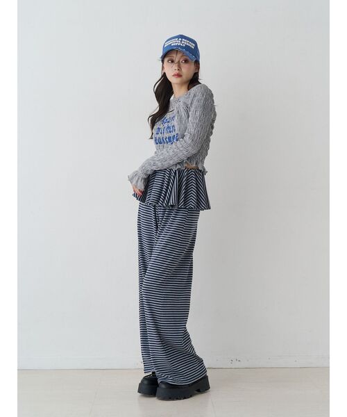 jouetie マルチカラー アクリル長ズボン スカートドッキングカットパンツ【セットアップ対応】（スウェット