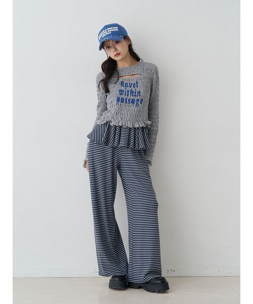 jouetie(ジュエティ)の「スカートドッキングカットパンツ【セットアップ対応】(スウェットパンツ・レディース・グレー/オフホワイト/ネイビー・MEDIUM)」の1枚目の写真