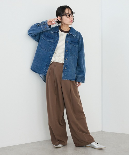 CRAFT STANDARD BOUTIQUE(クラフトスタンダードブティック)の「ワークシャツブルゾン◆(ブルゾン・レディース・カーキ/ライトベージュ/インディゴブルー・FREE)」の9枚目の写真