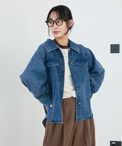 CRAFT STANDARD BOUTIQUE(クラフトスタンダードブティック)の「ワークシャツブルゾン◆(ブルゾン・レディース・カーキ/ライトベージュ/インディゴブルー・FREE)」の4枚目の写真