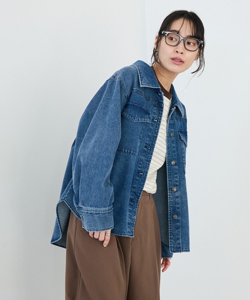 CRAFT STANDARD BOUTIQUE(クラフトスタンダードブティック)の「ワークシャツブルゾン◆(ブルゾン・レディース・カーキ/ライトベージュ/インディゴブルー・FREE)」の5枚目の写真