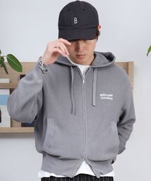 FFEIN（フェイン）の「【FFEIN（フェイン）】ワンポイント刺繍フード短丈ニットPK / ジップパーカー ダブルジップ ニット フーディ 刺繍 【短丈】（パーカー）」