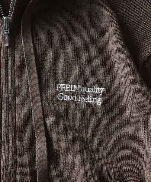 FFEIN(フェイン)の「【FFEIN(フェイン)】ワンポイント刺繍フード短丈ニットPK / ジップパーカー ダブルジップ ニット フーディ 刺繍 【短丈】(パーカー・メンズ・カーキ/ブラウン/ブラック/ネイビー/グレー・MEDIUM/LARGE/SMALL)」の19枚目の写真