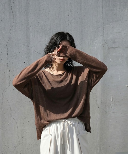 antiqua(アンティカ)の「クルーネック シアー ロンT(Tシャツ/カットソー・レディース・ブラック/ブラウン系その他/ブルー/ダークグレー/ベージュ/ホワイト/ライム/ピンク・ONESIZE)」の19枚目の写真