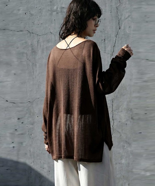 antiqua(アンティカ)の「クルーネック シアー ロンT(Tシャツ/カットソー・レディース・ブラック/ブラウン系その他/ブルー/ダークグレー/ベージュ/ホワイト/ライム/ピンク・ONESIZE)」の22枚目の写真