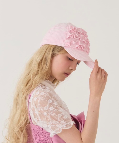 kaorinomori（カオリノモリ）の「kaorinomori  メレキャップ / カオリノモリ（キャップ・レディース・ホワイト/ピンク/ライトブルー・FREE）」の4枚目の写真