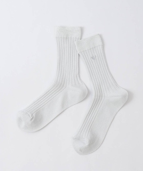 EMPORIO ARMANI(エンポリオアルマーニ)の「EMPORIO ARMANI ワンポイントラメ リブソックス 03447100(ソックス/靴下・レディース・ホワイト/ブラック/サックスブルー/ネイビー/サンドベージュ・23-25cm)」の2枚目の写真