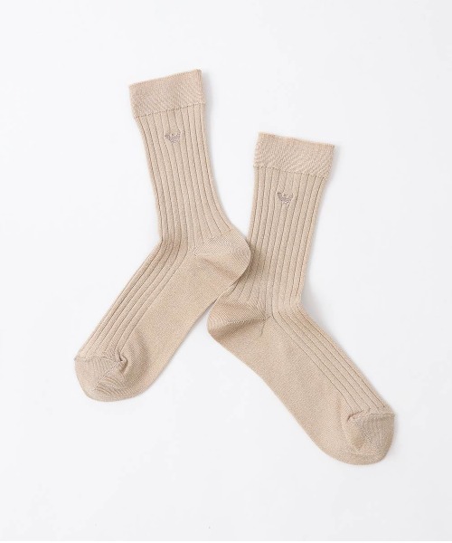 EMPORIO ARMANI(エンポリオアルマーニ)の「EMPORIO ARMANI ワンポイントラメ リブソックス 03447100(ソックス/靴下・レディース・ホワイト/ブラック/サックスブルー/ネイビー/サンドベージュ・23-25cm)」の8枚目の写真