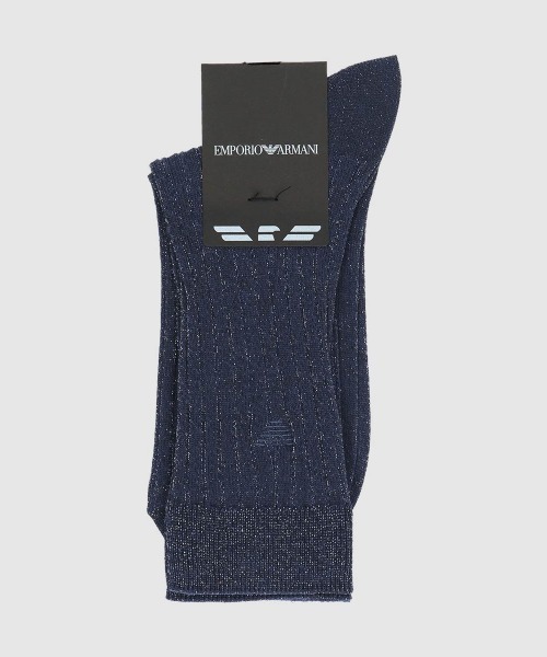 EMPORIO ARMANI(エンポリオアルマーニ)の「EMPORIO ARMANI ワンポイントラメ リブソックス 03447100(ソックス/靴下・レディース・ホワイト/ブラック/サックスブルー/ネイビー/サンドベージュ・23-25cm)」の11枚目の写真
