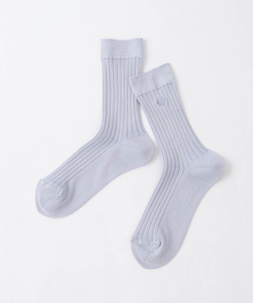 EMPORIO ARMANI(エンポリオアルマーニ)の「EMPORIO ARMANI ワンポイントラメ リブソックス 03447100(ソックス/靴下・レディース・ホワイト/ブラック/サックスブルー/ネイビー/サンドベージュ・23-25cm)」の7枚目の写真