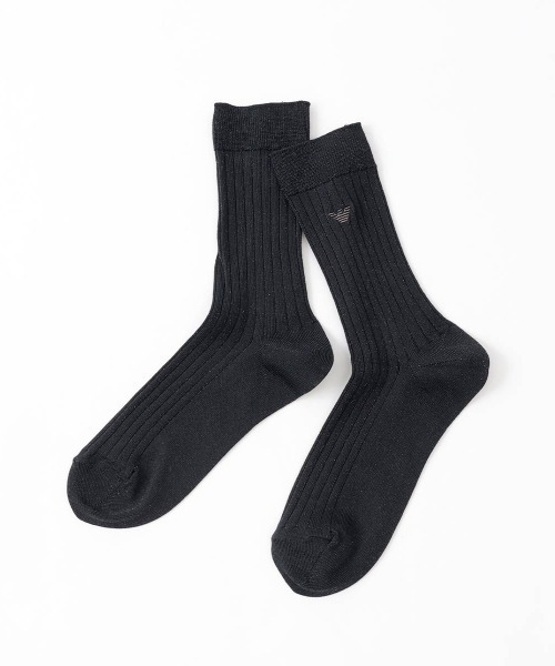 EMPORIO ARMANI(エンポリオアルマーニ)の「EMPORIO ARMANI ワンポイントラメ リブソックス 03447100(ソックス/靴下・レディース・ホワイト/ブラック/サックスブルー/ネイビー/サンドベージュ・23-25cm)」の6枚目の写真