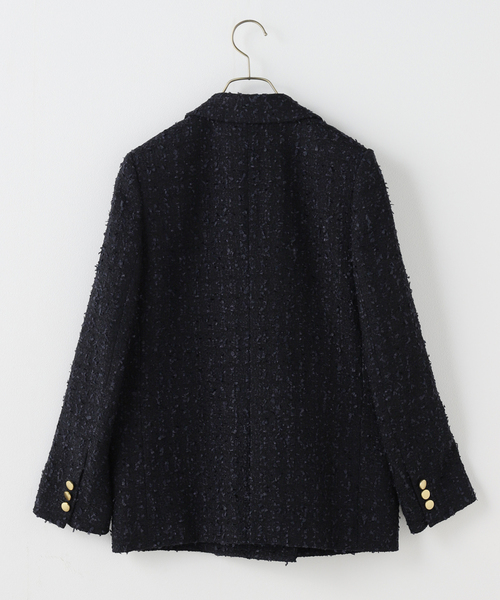 Noble（ノーブル）の「《WEB＆一部店舗限定》フラッグツイードピークドラペルジャケット（テーラードジャケット・レディース・ネイビー・36）」の3枚目の写真