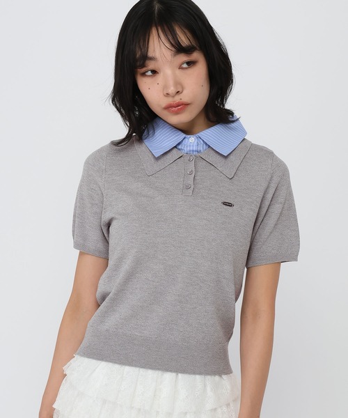 3.3 Field Trip (3.3フィールドトリップ)の「3.3 Field Trip/カラーレイヤード半袖ニット(ニット/セーター・レディース・グレー/ブルー/ネイビー・FREE)」の2枚目の写真