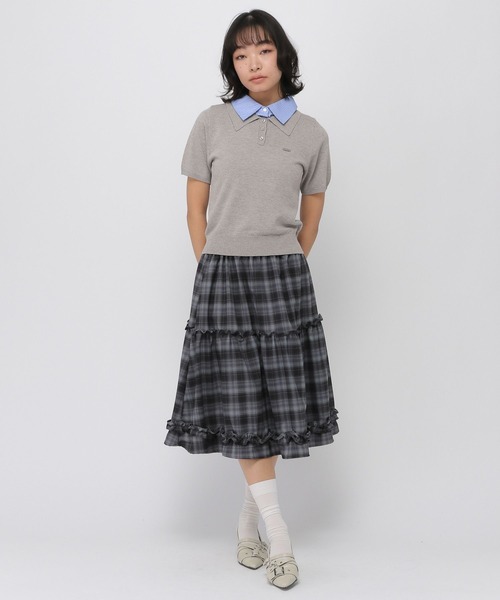 3.3 Field Trip (3.3フィールドトリップ)の「3.3 Field Trip/カラーレイヤード半袖ニット(ニット/セーター・レディース・グレー/ブルー/ネイビー・FREE)」の13枚目の写真