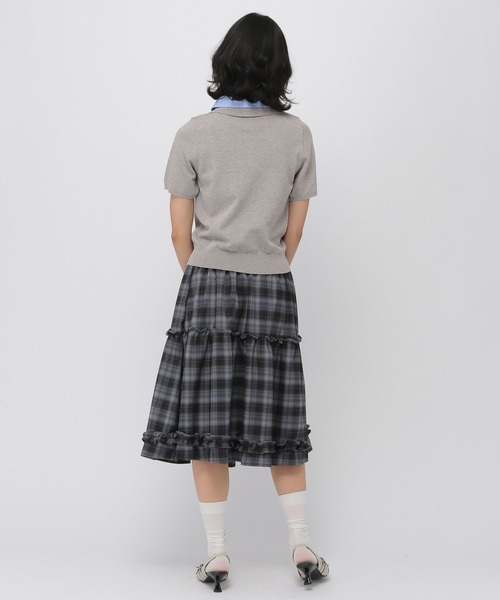 3.3 Field Trip (3.3フィールドトリップ)の「3.3 Field Trip/カラーレイヤード半袖ニット(ニット/セーター・レディース・グレー/ブルー/ネイビー・FREE)」の14枚目の写真