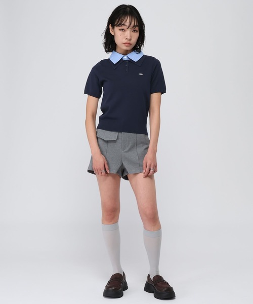 3.3 Field Trip (3.3フィールドトリップ)の「3.3 Field Trip/カラーレイヤード半袖ニット(ニット/セーター・レディース・グレー/ブルー/ネイビー・FREE)」の4枚目の写真