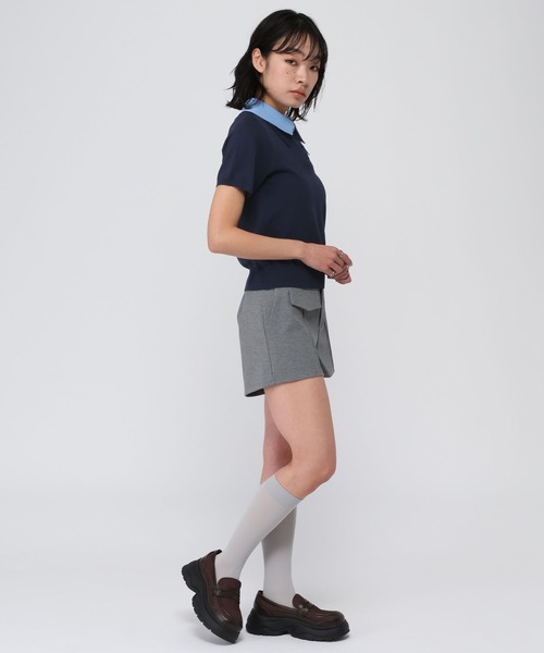 3.3 Field Trip (3.3フィールドトリップ)の「3.3 Field Trip/カラーレイヤード半袖ニット(ニット/セーター・レディース・グレー/ブルー/ネイビー・FREE)」の5枚目の写真