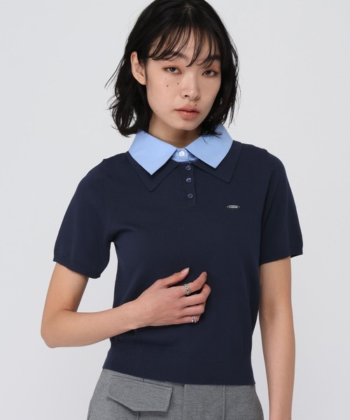 3.3 Field Trip (3.3フィールドトリップ)の「3.3 Field Trip/カラーレイヤード半袖ニット(ニット/セーター・レディース・グレー/ブルー/ネイビー・FREE)」の7枚目の写真