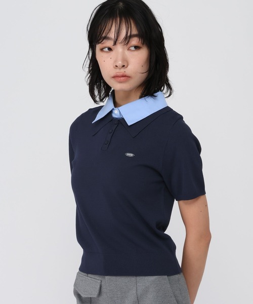 3.3 Field Trip (3.3フィールドトリップ)の「3.3 Field Trip/カラーレイヤード半袖ニット(ニット/セーター・レディース・グレー/ブルー/ネイビー・FREE)」の8枚目の写真