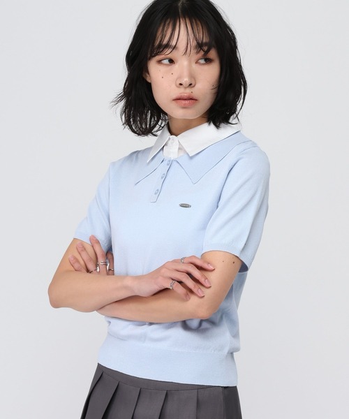 3.3 Field Trip (3.3フィールドトリップ)の「3.3 Field Trip/カラーレイヤード半袖ニット(ニット/セーター・レディース・グレー/ブルー/ネイビー・FREE)」の12枚目の写真