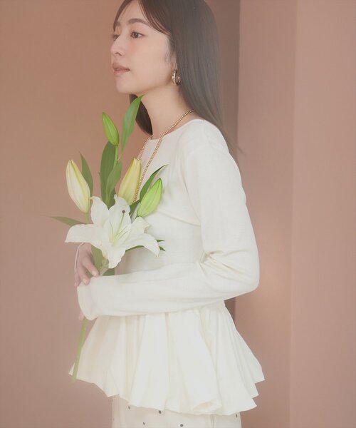 natural couture(ナチュラルクチュール)の「バルーンリブプルオーバー(Tシャツ/カットソー・レディース・ブラック/サックスブルー/ネイビー/オフホワイト・FREE)」の8枚目の写真