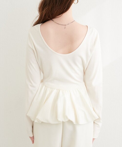 natural couture(ナチュラルクチュール)の「バルーンリブプルオーバー(Tシャツ/カットソー・レディース・ブラック/サックスブルー/ネイビー/オフホワイト・FREE)」の16枚目の写真