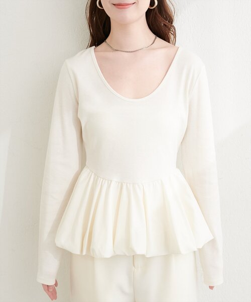 natural couture(ナチュラルクチュール)の「バルーンリブプルオーバー(Tシャツ/カットソー・レディース・ブラック/サックスブルー/ネイビー/オフホワイト・FREE)」の17枚目の写真