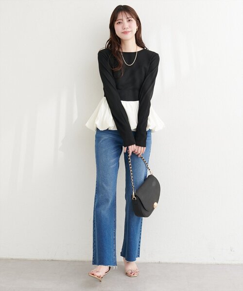 natural couture(ナチュラルクチュール)の「バルーンリブプルオーバー(Tシャツ/カットソー・レディース・ブラック/サックスブルー/ネイビー/オフホワイト・FREE)」の17枚目の写真