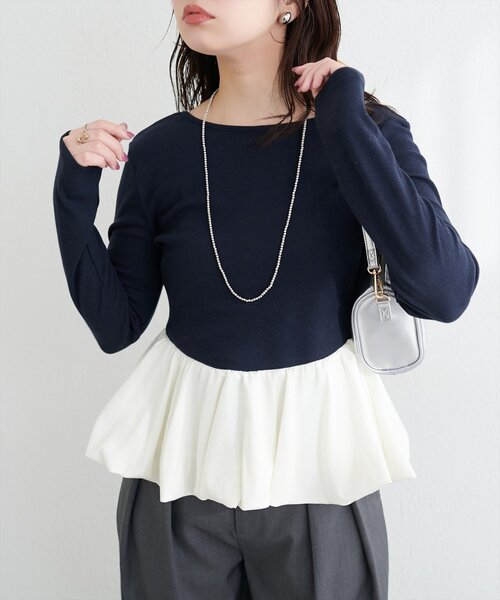 natural couture(ナチュラルクチュール)の「バルーンリブプルオーバー(Tシャツ/カットソー・レディース・ブラック/サックスブルー/ネイビー/オフホワイト・FREE)」の18枚目の写真