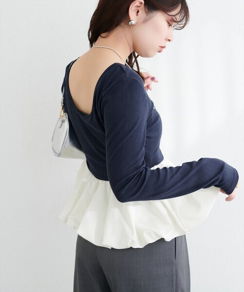 natural couture(ナチュラルクチュール)の「バルーンリブプルオーバー(Tシャツ/カットソー・レディース・ブラック/サックスブルー/ネイビー/オフホワイト・FREE)」の19枚目の写真